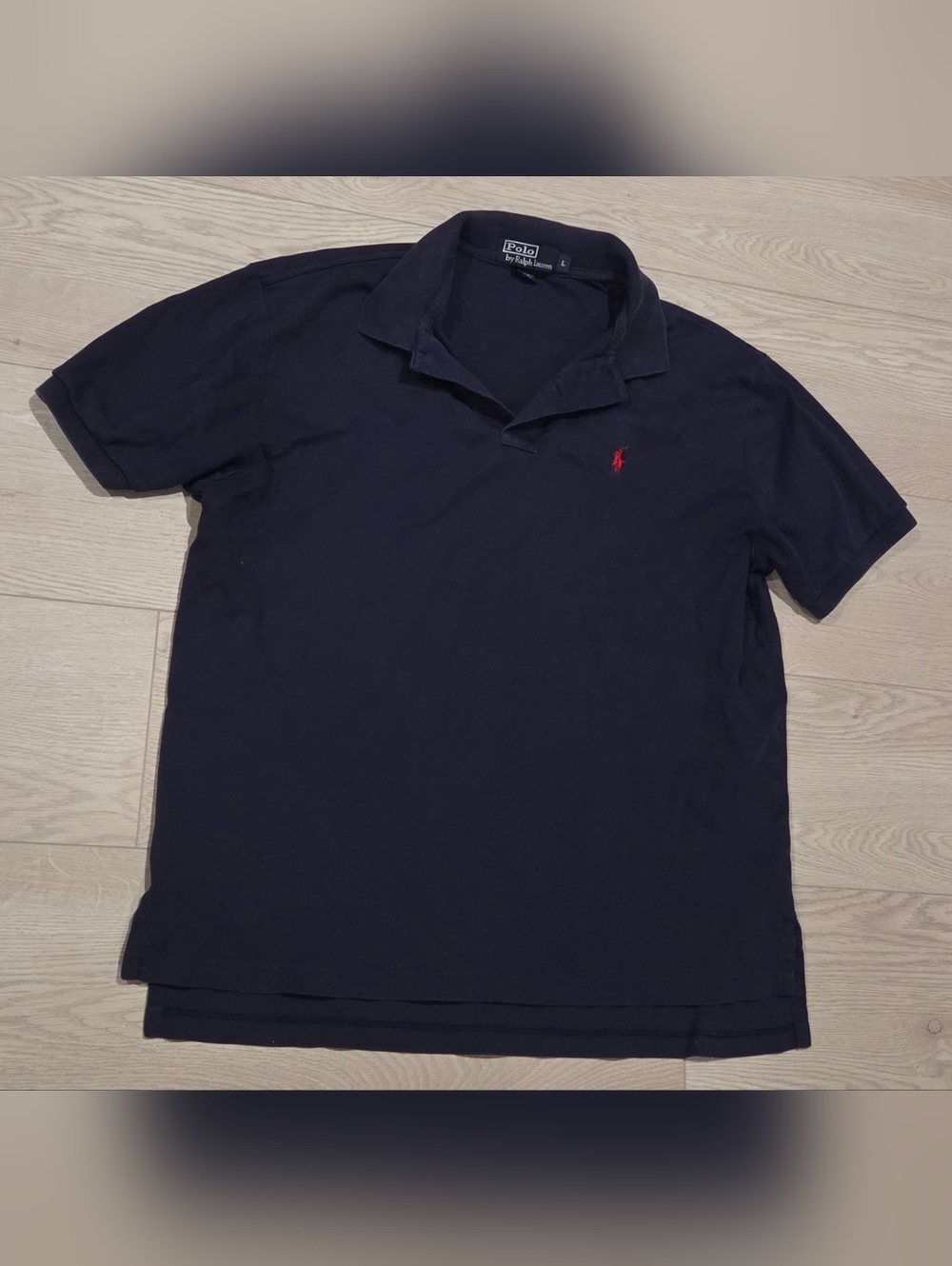 Vintage Ralph Lauren Navy Polo Shirt with Red Pony Logo